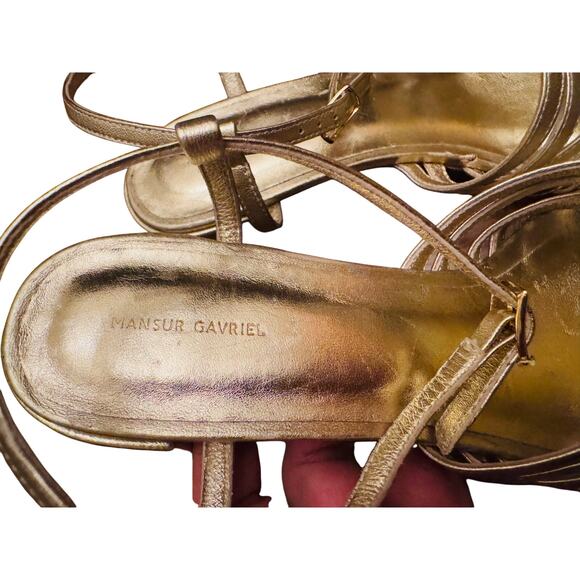 MANSUR GAVRIEL Women's Sun Block Gold Heel Sandals size 37 - Picture 5 of 15